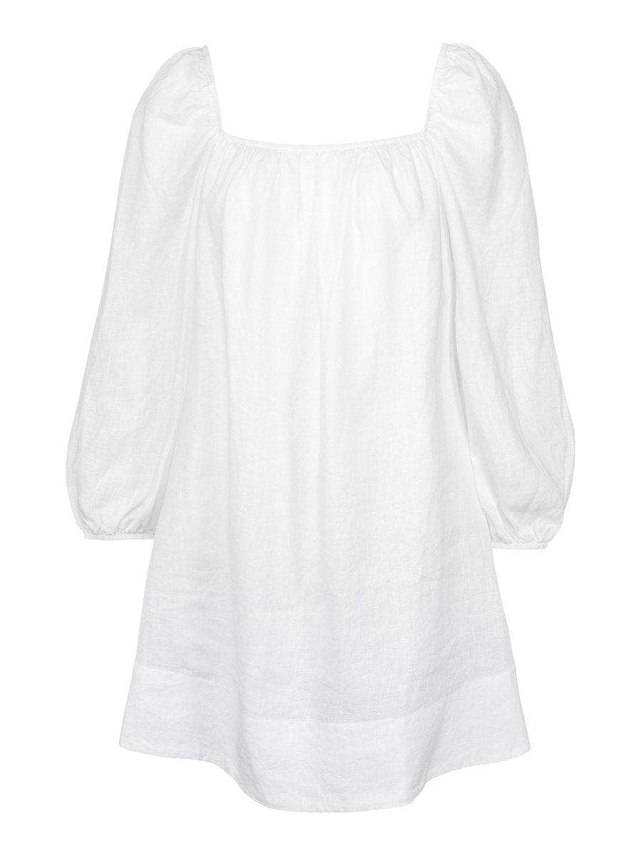 Alma Linen Dress, White