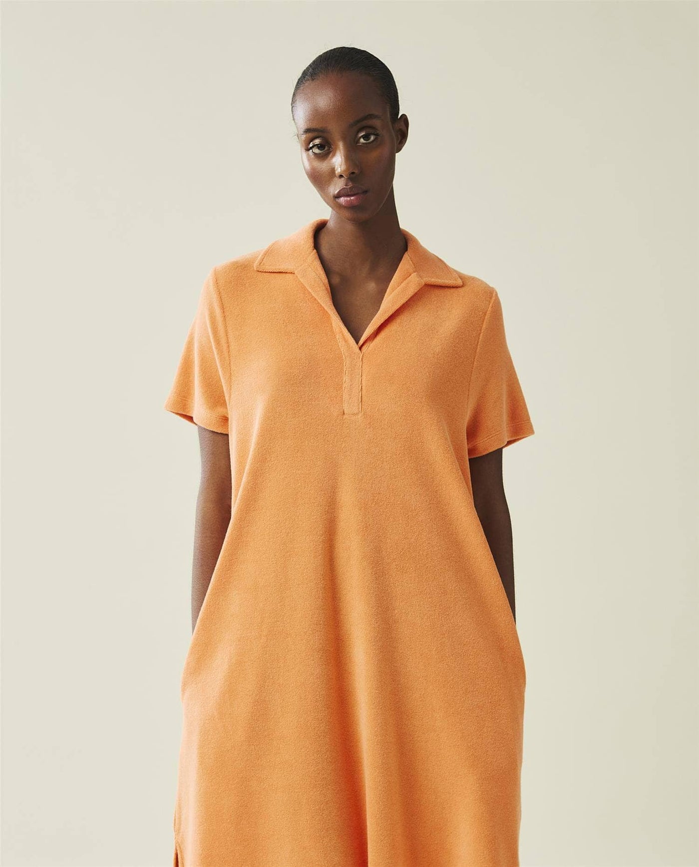 Kailey Organic Cotton Terry Dress, Orange