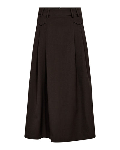 LunaCC Pocket Pleat Skirt, Dark Brown