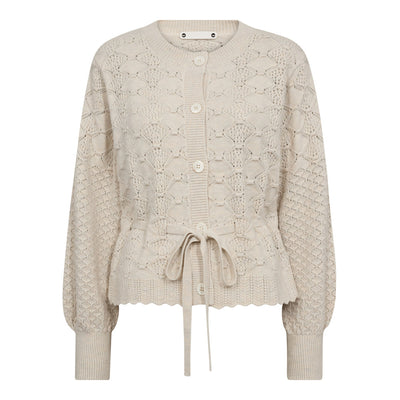 RowCC Pointelle Tie Cardigan, Ivory fra Co`couture hos Tråkk Inn