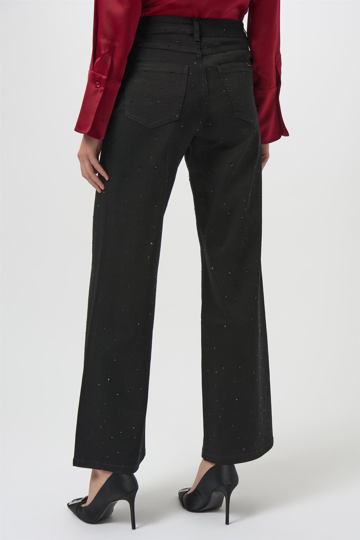 Classic Wide Leg Jeans with Rhinestones, Black fra Joseph Ribkoff - bilde 5