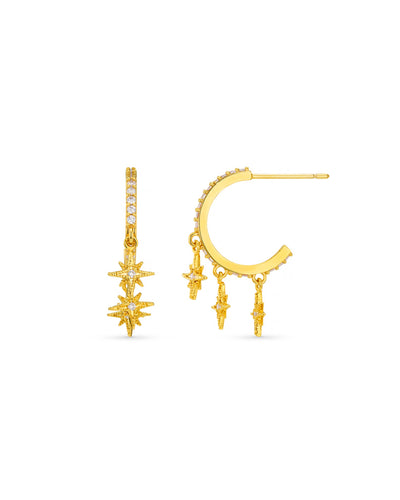 Pavé Starburst Shaker Hoop Earrings