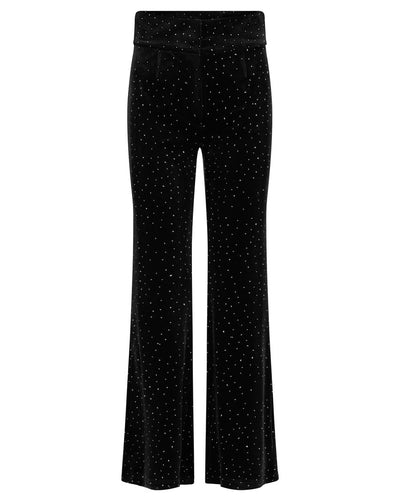 Madeleine Stud Velour Pant, Black