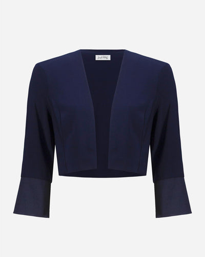 Silky Knit Cover-Up With Stretch Taffeta Cuffs, Midnight Blue