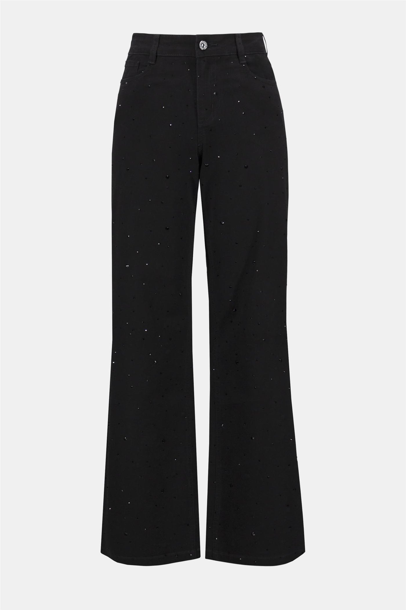 Classic Wide Leg Jeans with Rhinestones, Black fra Joseph Ribkoff hos Tråkk Inn