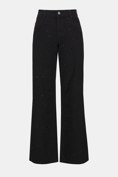 Classic Wide Leg Jeans with Rhinestones, Black fra Joseph Ribkoff hos Tråkk Inn