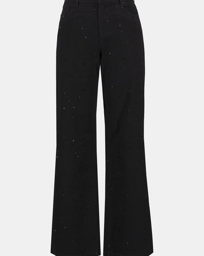 Classic Wide Leg Jeans with Rhinestones, Black