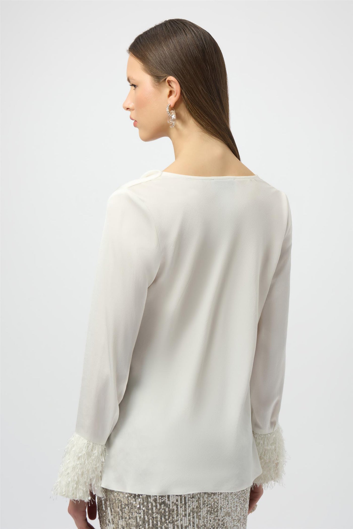 Recycled Satin Cowl Neck Top, Winter White fra Joseph Ribkoff - bilde 4