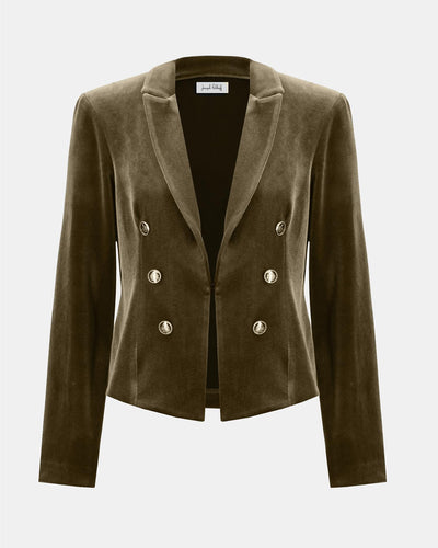 Velvet Knit Fitted Blazer, Khaki