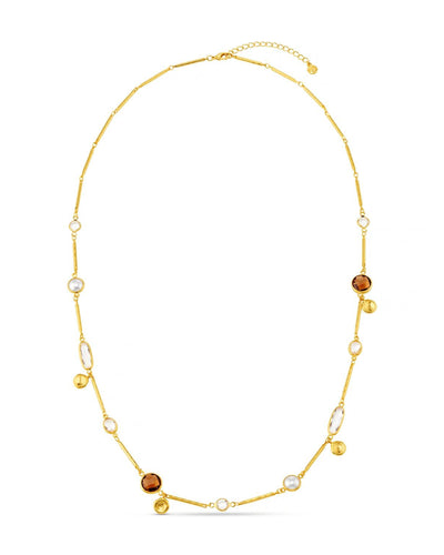 Mixed Bead & Coin Long Link Necklace