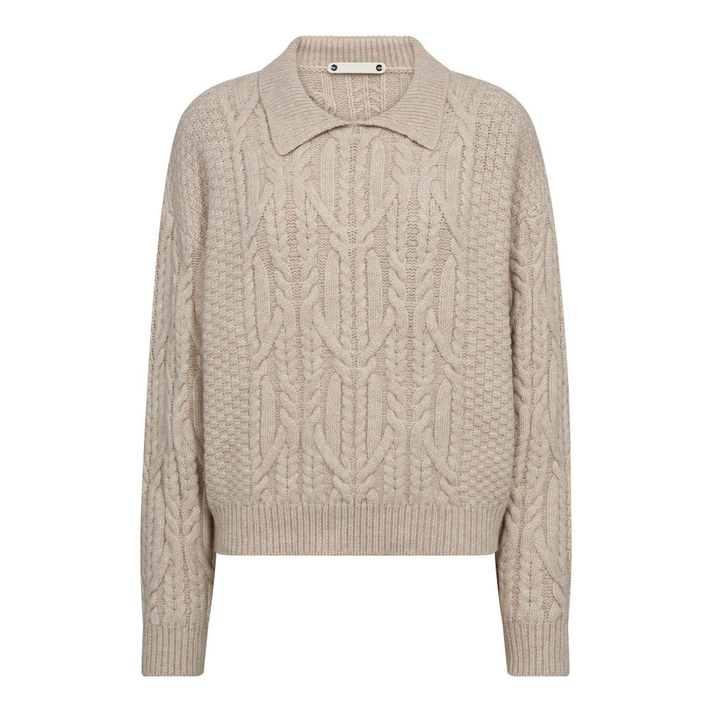 RowCC Collar Cable Knit, Creme fra Co`couture hos Tråkk Inn