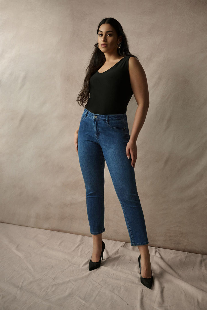 Gia | Classic Slim Fit Stretch Jeans, Medium Blue