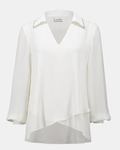 Georgette Flared Layered Top, Winter White
