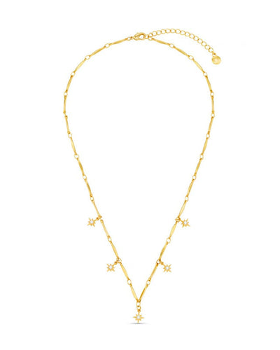 Crystal Starburst Multi Charm Drop Necklace