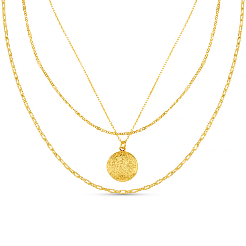 3-Row Locket Necklace fra Orelia hos Tråkk Inn