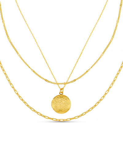 3-Row Locket Necklace