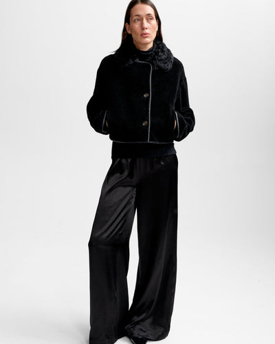 Elda Lamb Fur Jacket, Black