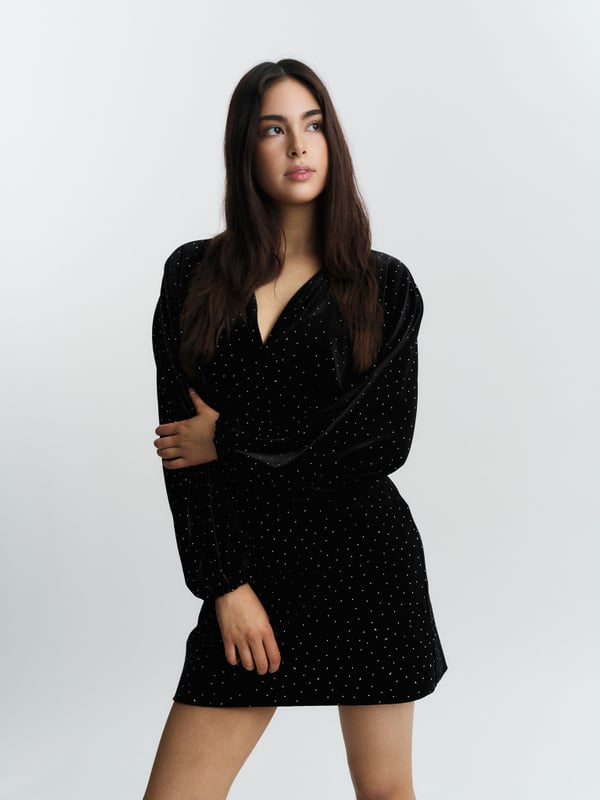 Philo Stud Velour Dress, Black fra Ella & il - bilde 2
