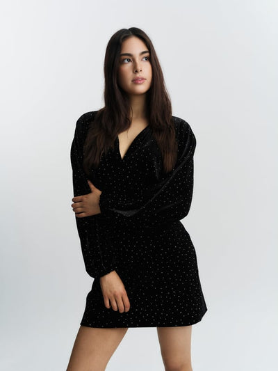 Philo Stud Velour Dress, Black fra Ella & il - bilde 2