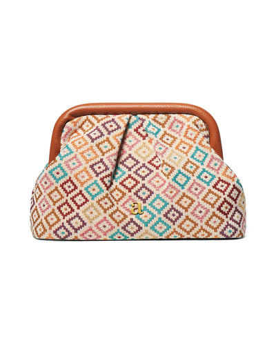 Jacquard Clutch, Brown Combo