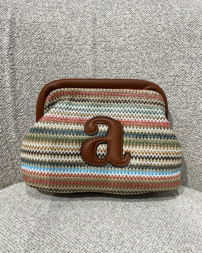 Raffia Clutch, Stripe