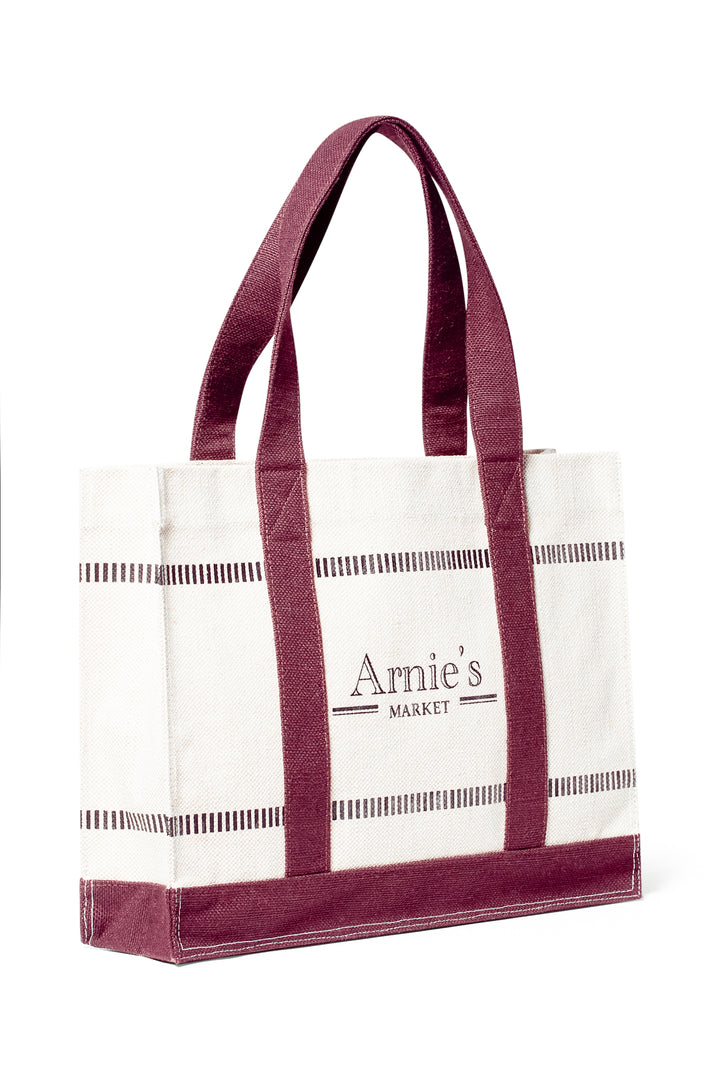 Tote bag i natur og burgundy med Arnie&