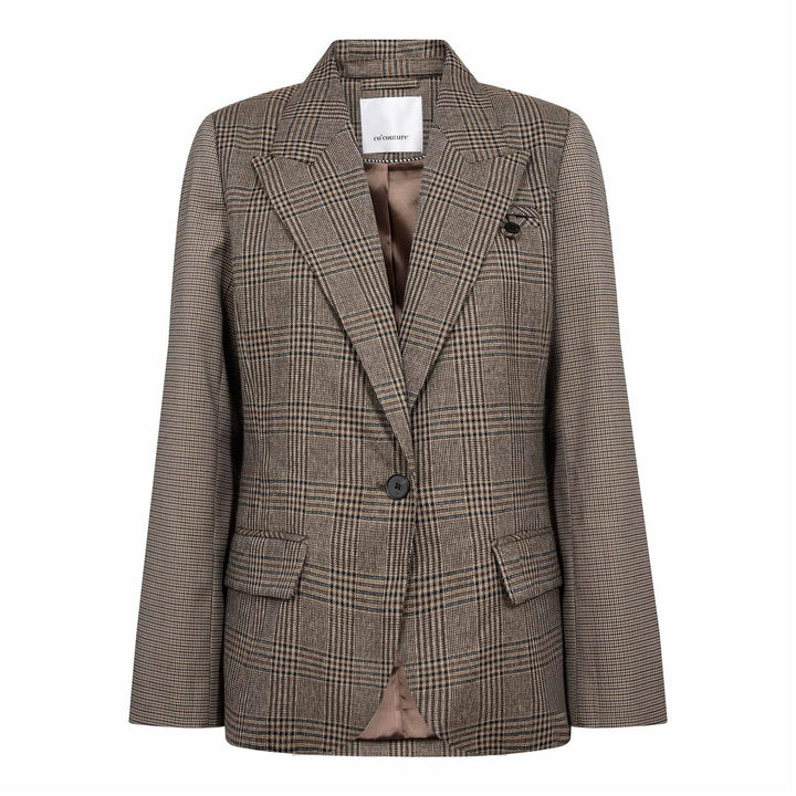 VeyaCC Check Fitted Blazer, Brown