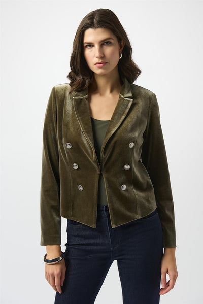 Velvet Knit Fitted Blazer, Khaki fra Joseph Ribkoff - bilde 3
