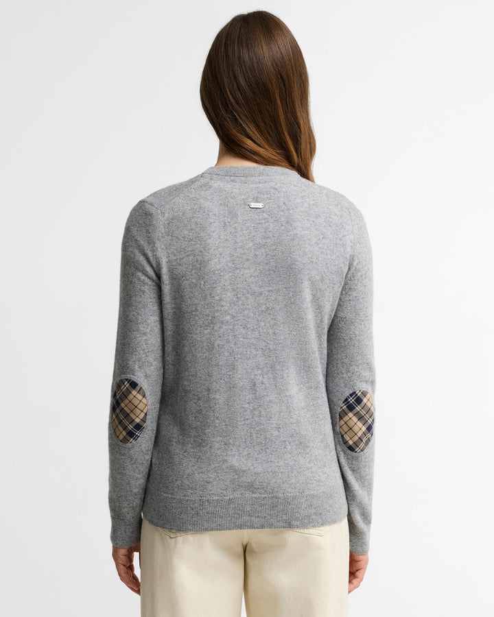 Barbour grå cardigan - på modell bakfra