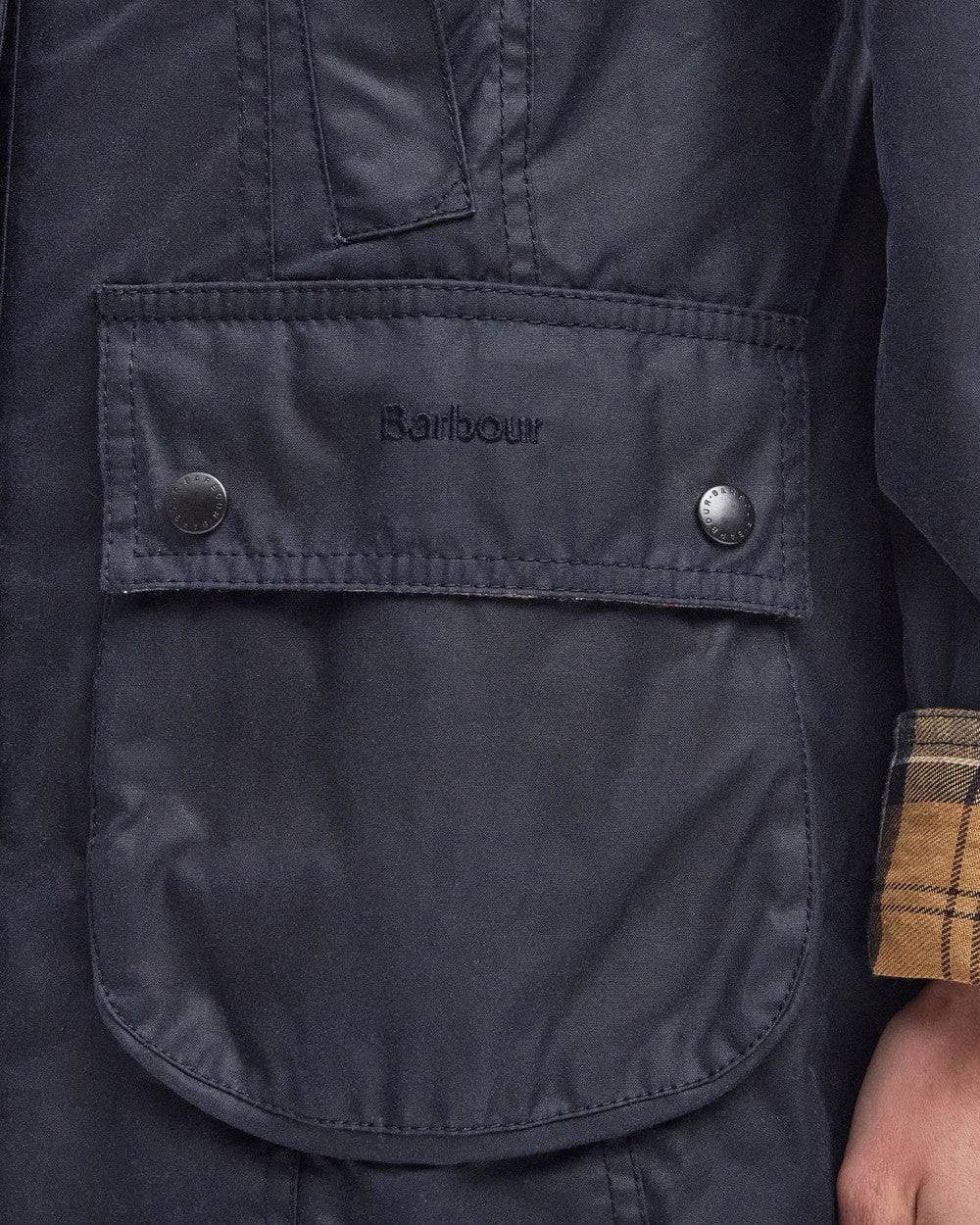 Barbour marineblå jakke - detalj