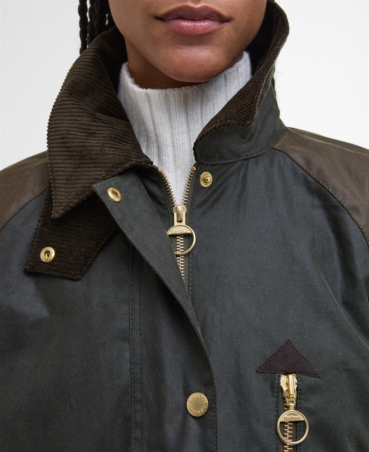 Barbour olivengrønn jakke - nærbilde