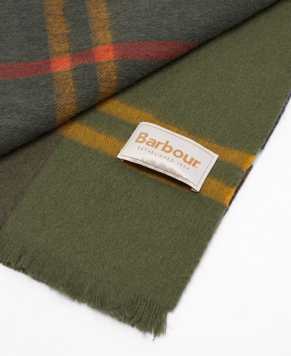 Barbour olivengrønn tilbehør skjerf - "liggende flat"