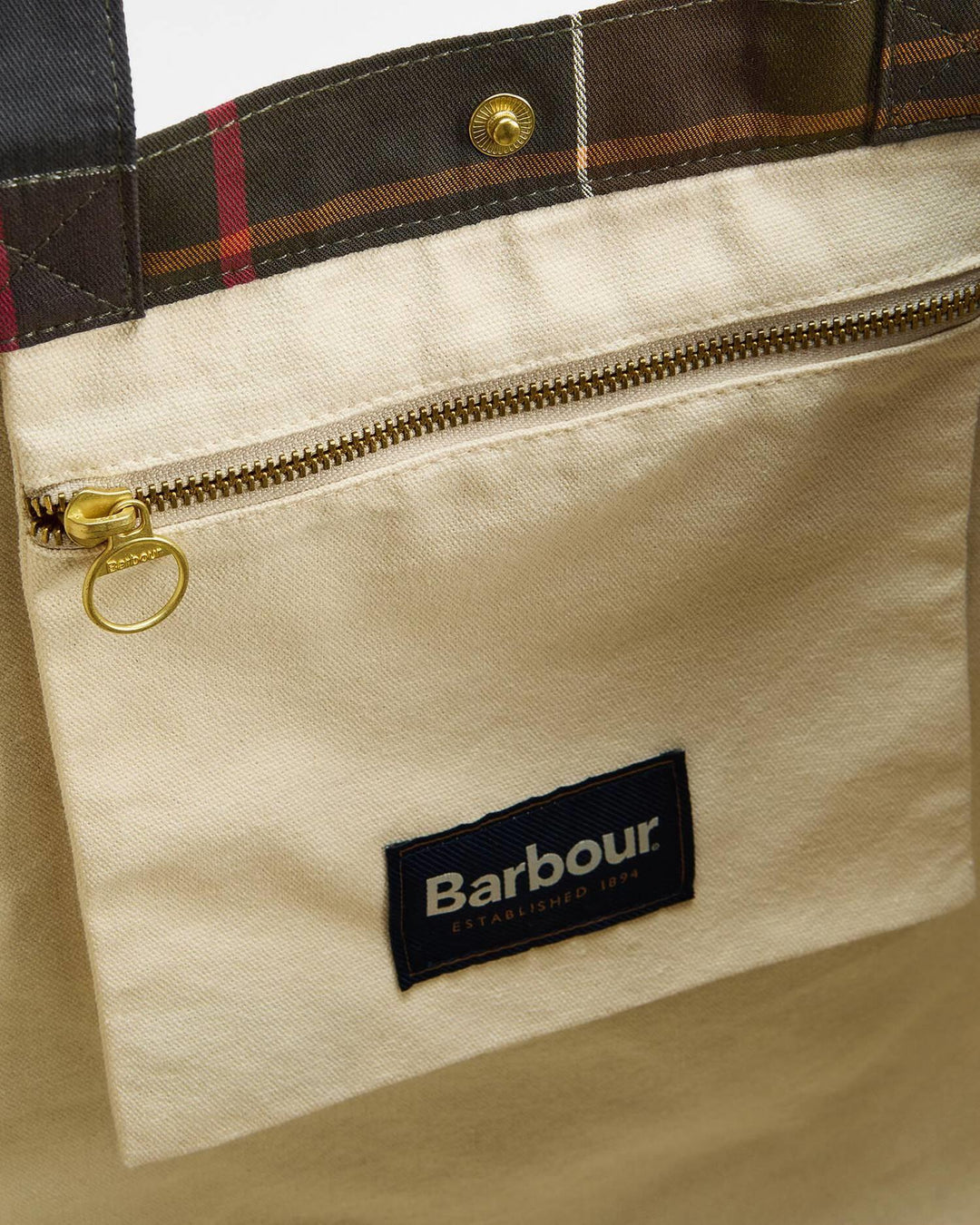 Barbour olivengrønn tilbehør veske - detaljbilde innside veske
