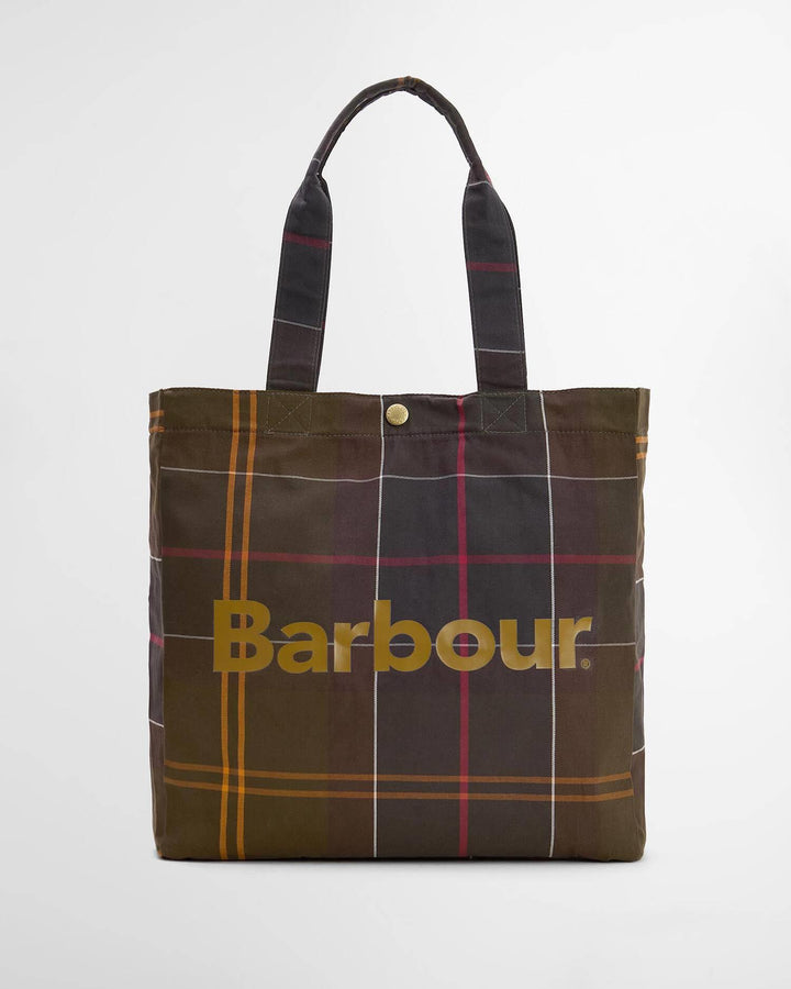 Barbour olivengrønn tilbehør veske rutet - produktbilde forfra