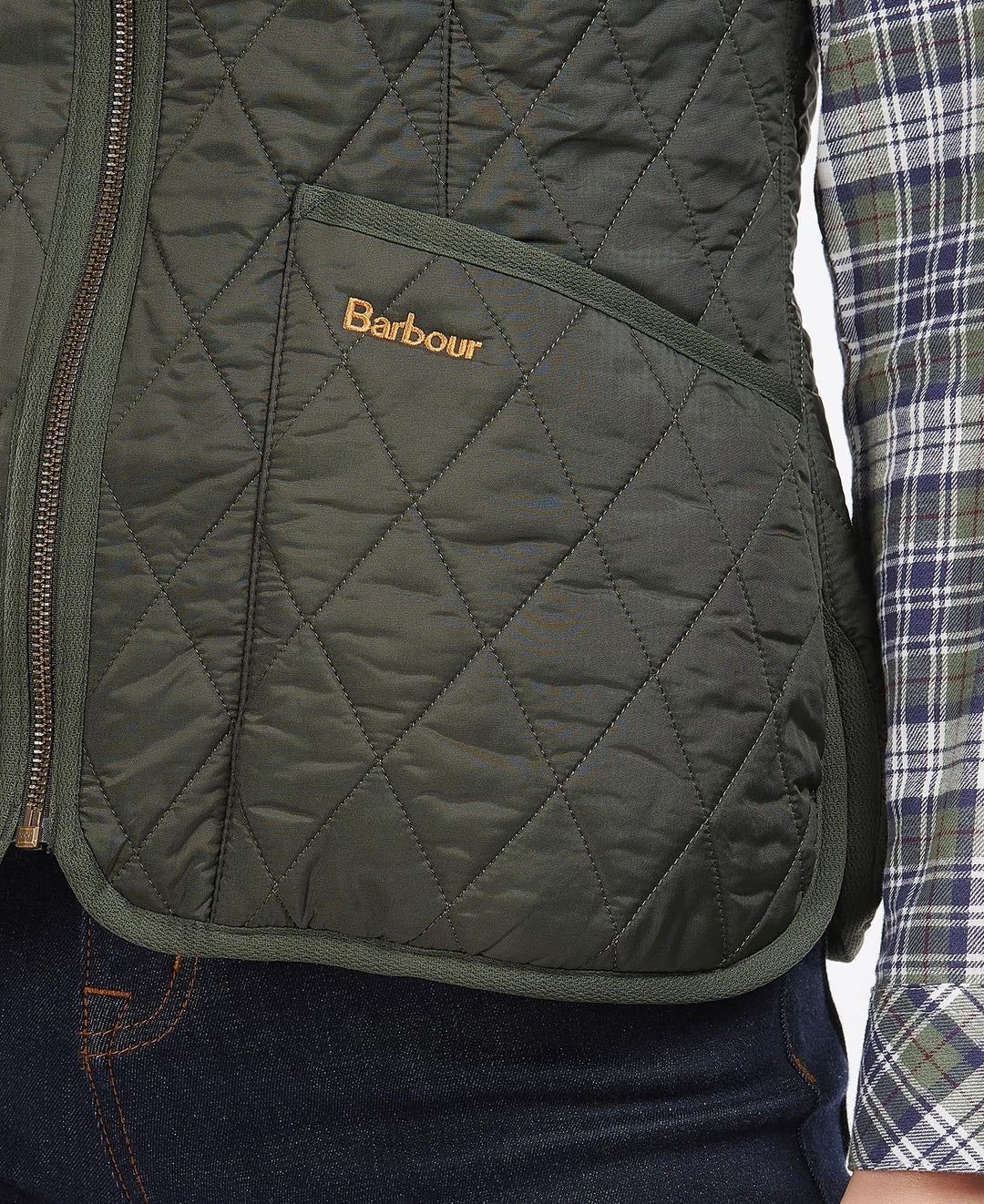 Barbour mørk oliven vest - detaljbilde