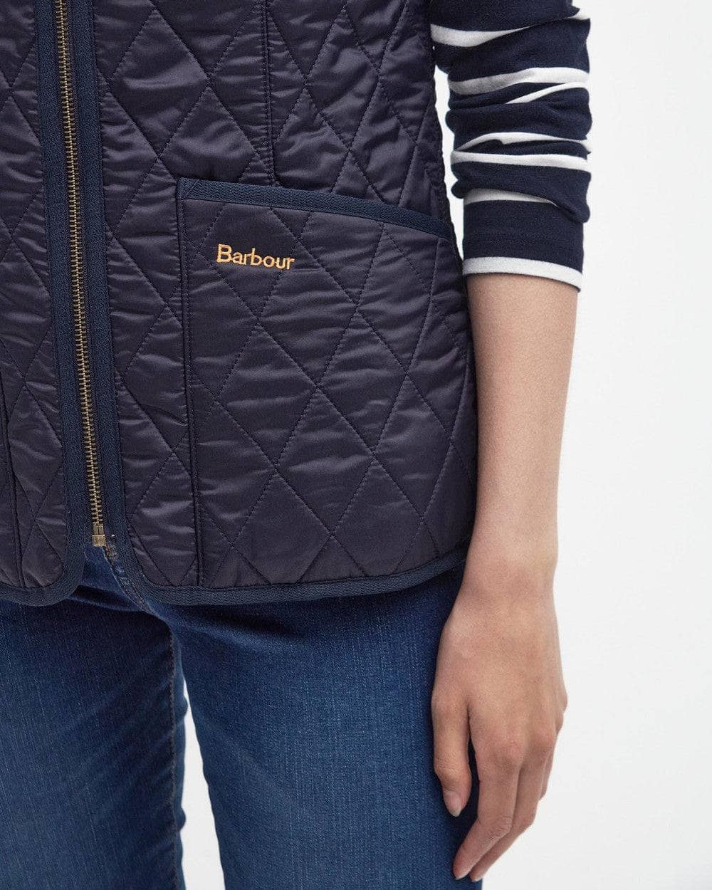 Barbour marineblå vest - detalj