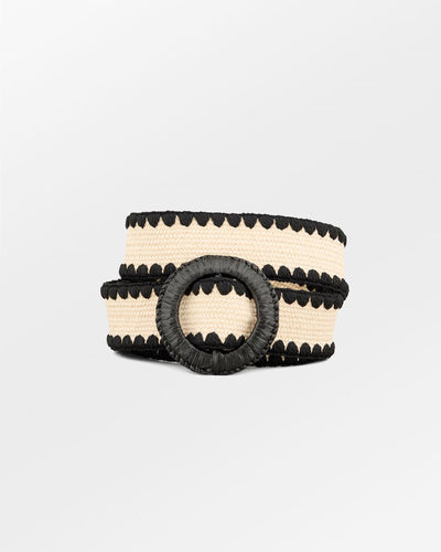 Crochet Slim Zia Belt, Natur/Black