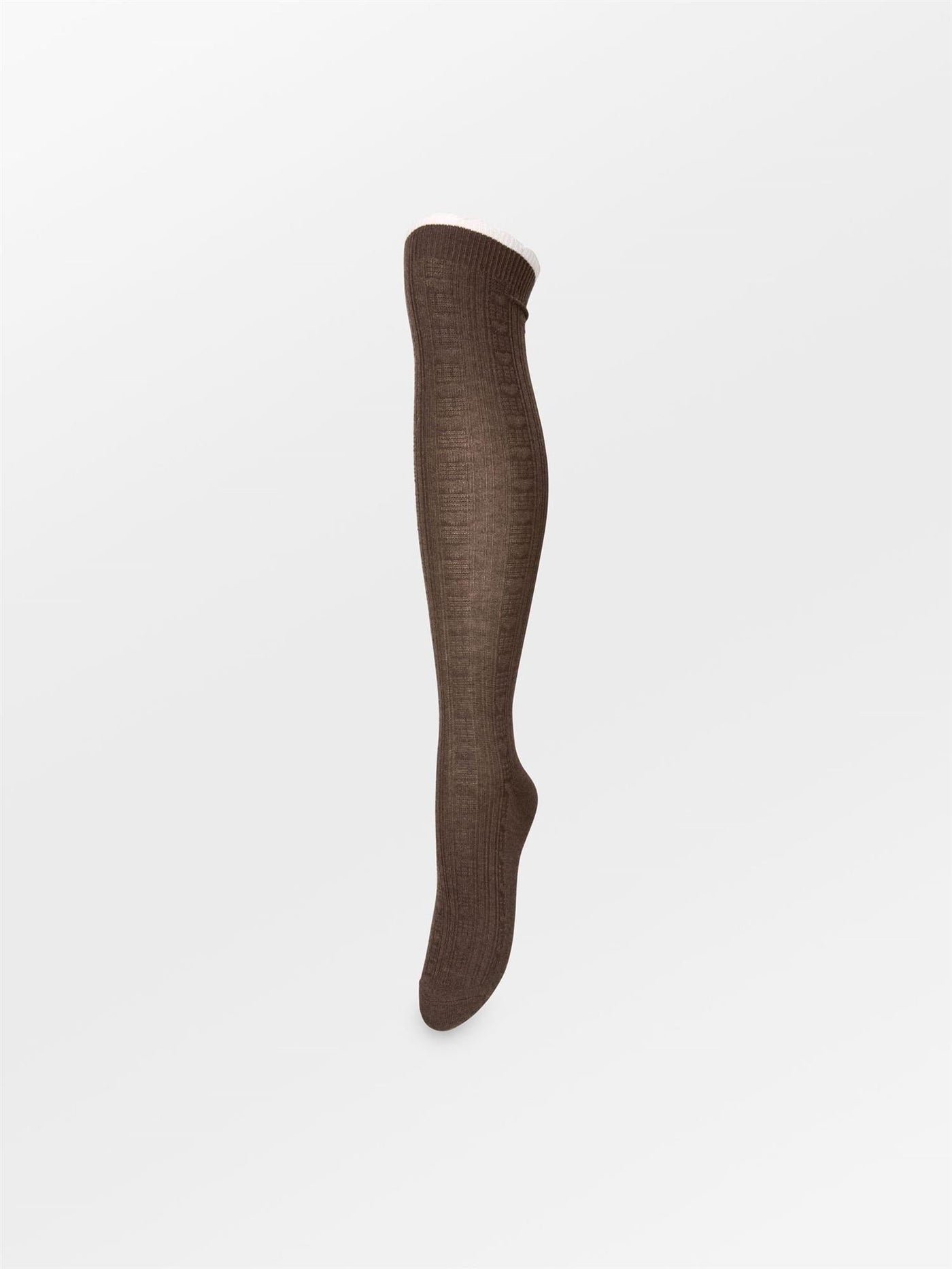 Scallop Knee Sock, Melange Brown fra BECKSÖNDERGAARD hos Tråkk Inn
