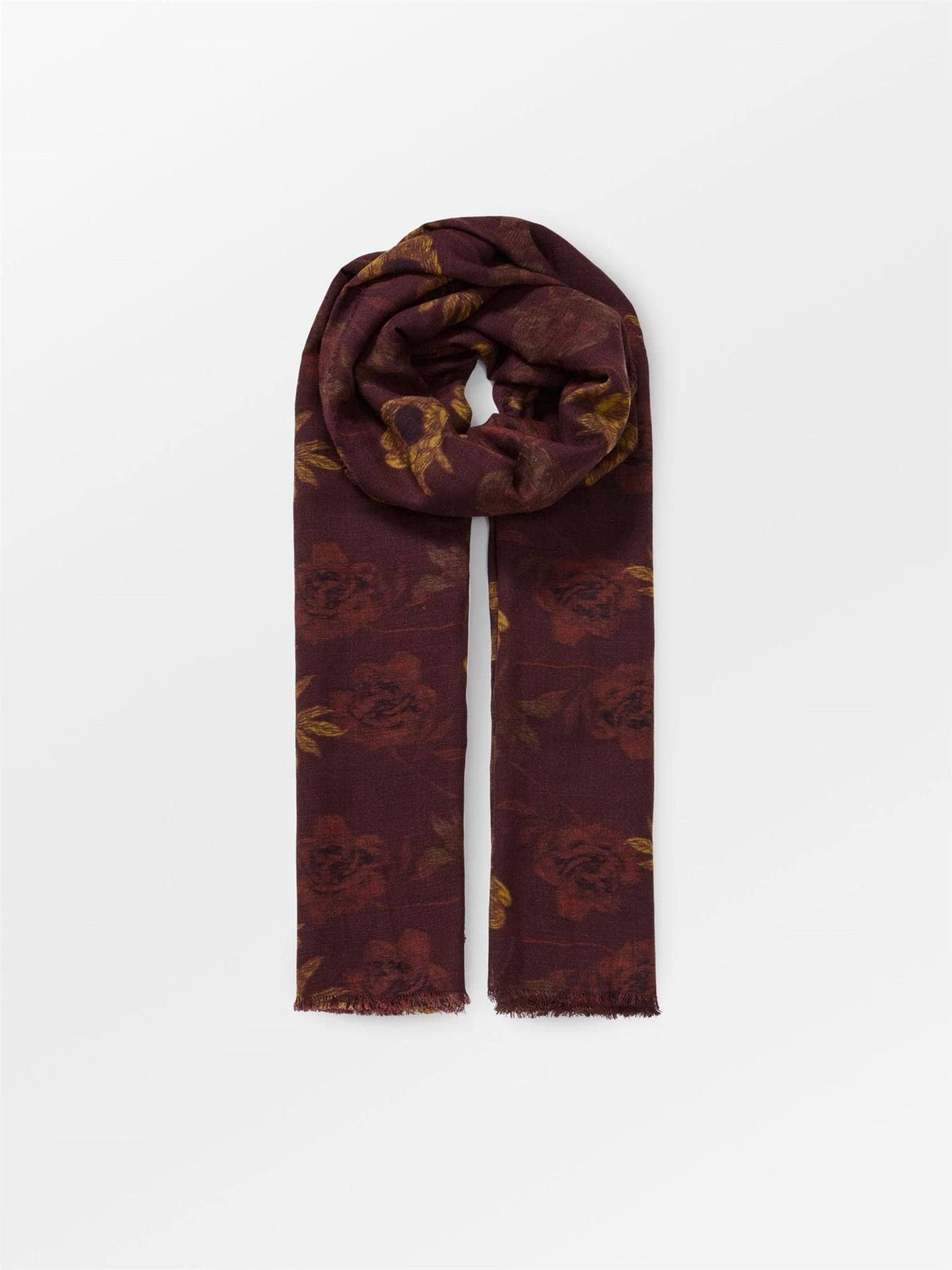 Magna Flower Siw Scarf, Chocolate Brown fra BECKSÖNDERGAARD hos Tråkk Inn