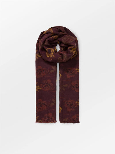 Magna Flower Siw Scarf, Chocolate Brown fra BECKSÖNDERGAARD hos Tråkk Inn