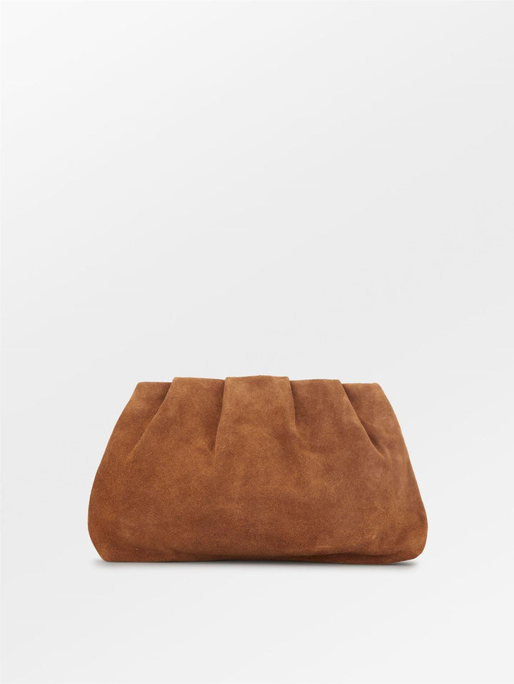 Suede Clutch Bag, Cognac Brown