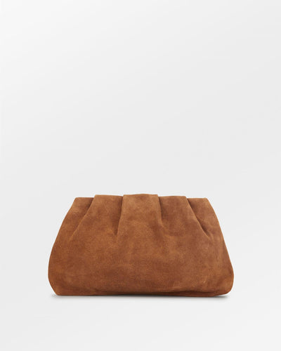 Suede Clutch Bag, Cognac Brown