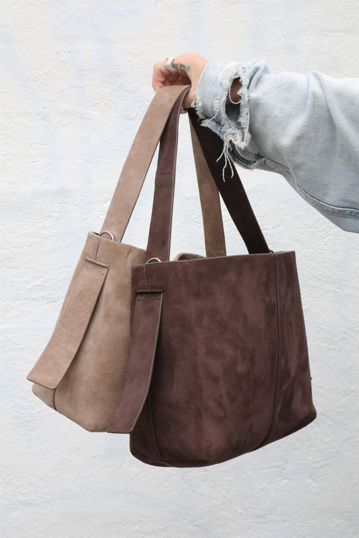 Suede Fraya Small Bag, Hot Fudge Brown