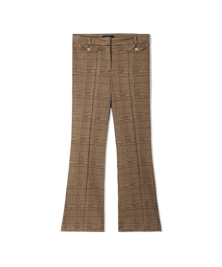 Fleur Cropped,  Check Caramello/Burgundy