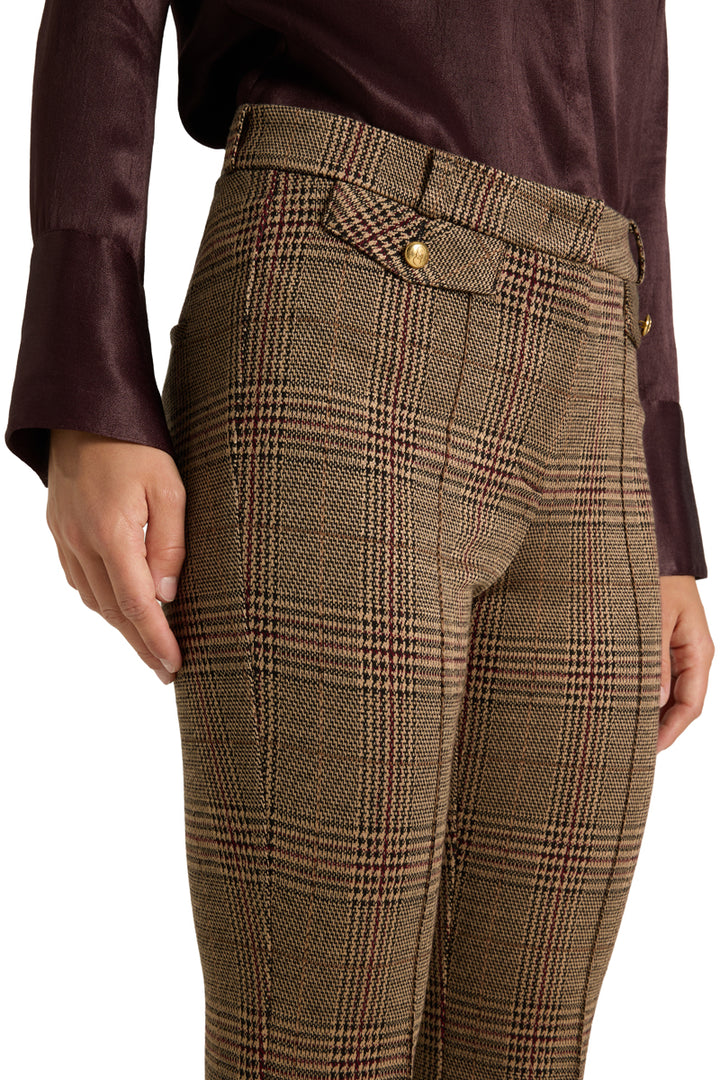 Fleur Cropped,  Check Caramello/Burgundy