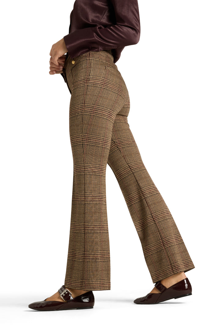 Fleur Cropped,  Check Caramello/Burgundy