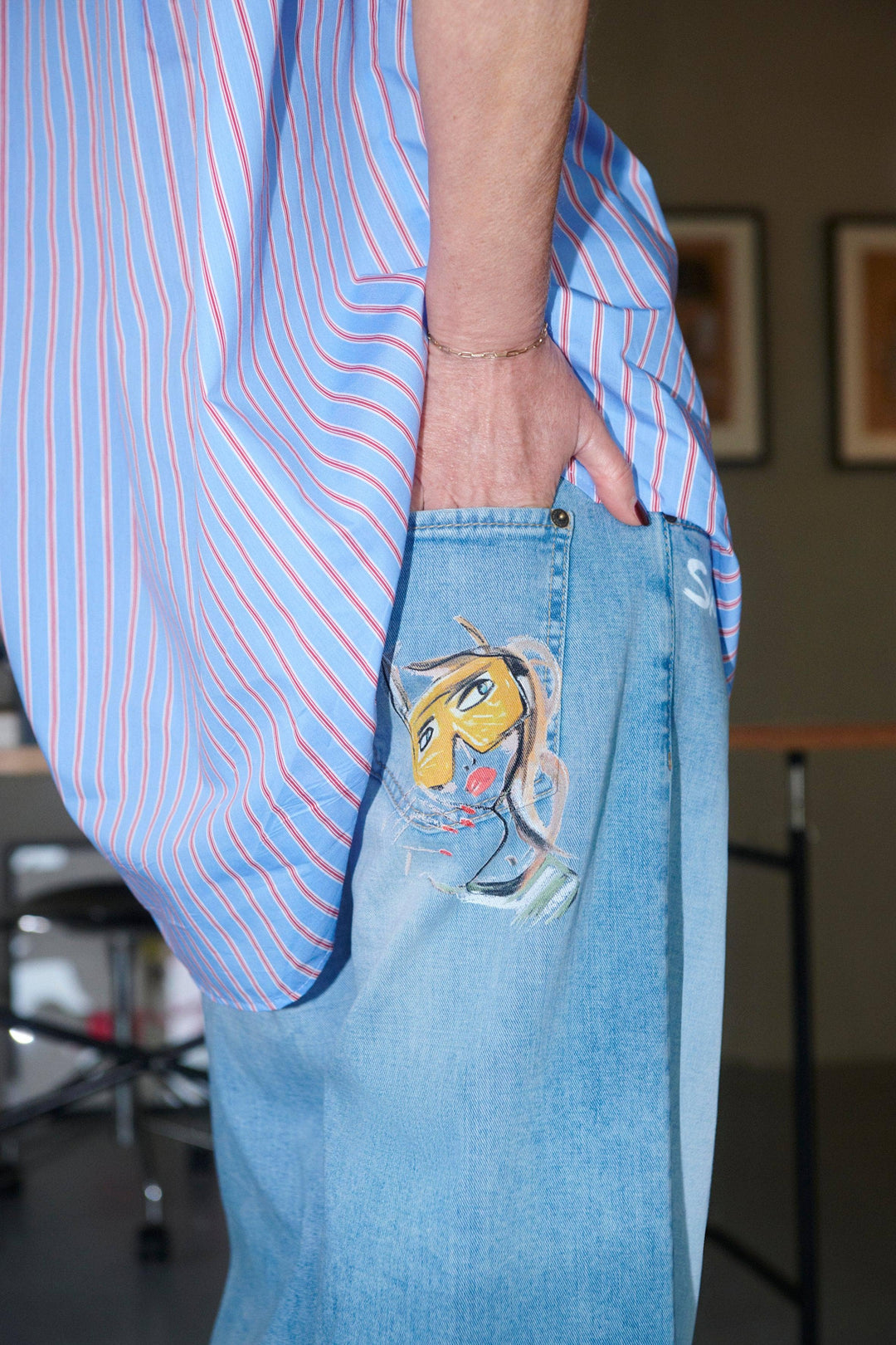 Cambio lys blå bukse jeans - detalj 2