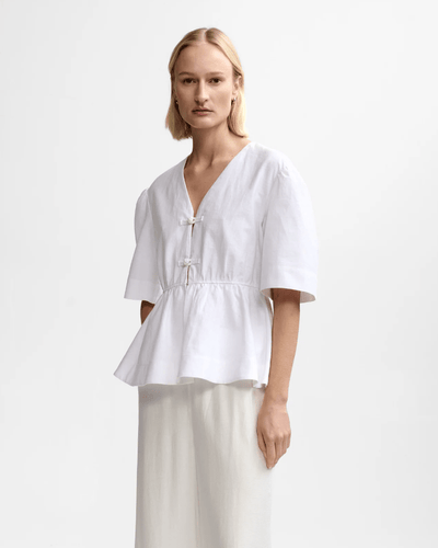 Monic Linen Top, White