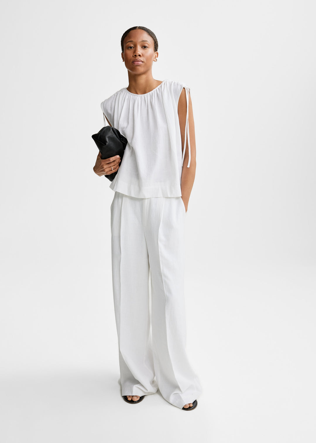 Sharon Linen Trousers, White