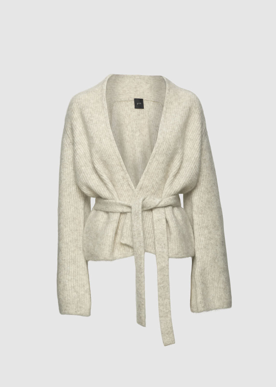 Christian Aks hvetebeige cardigan - forfra